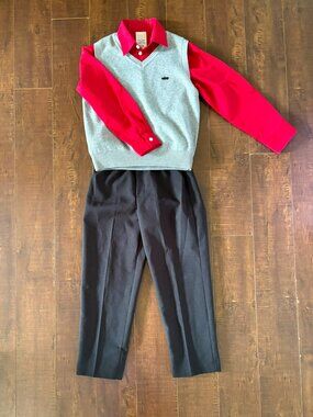 Boys Size 7 Dress Outfit – Andy & Evan Vest, Red Shirt & Black Pants